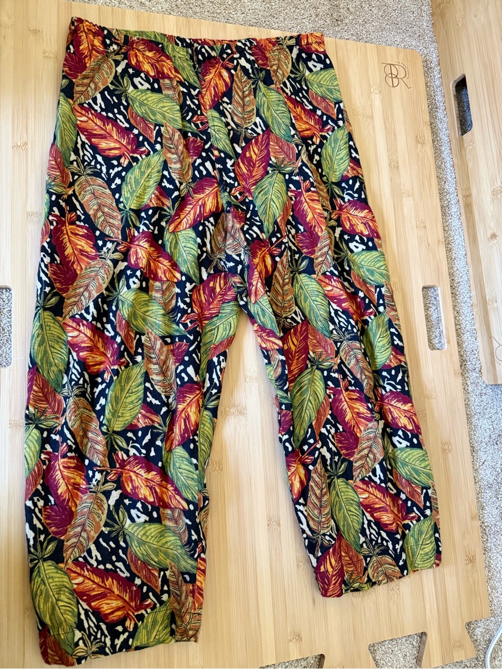 100% Linen Vintage Tropical Animal Print Maximalist Wide Leg Pants